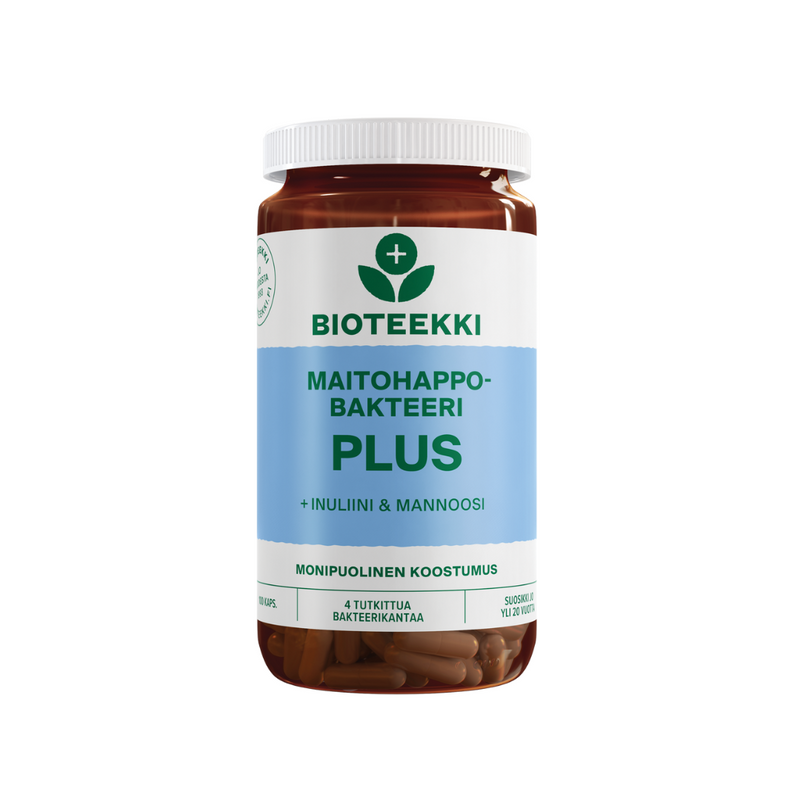 Maitohappobakteeri Plus, 100 kaps.-Maitohappobakteeri-Bioteekki-Aminopörssi