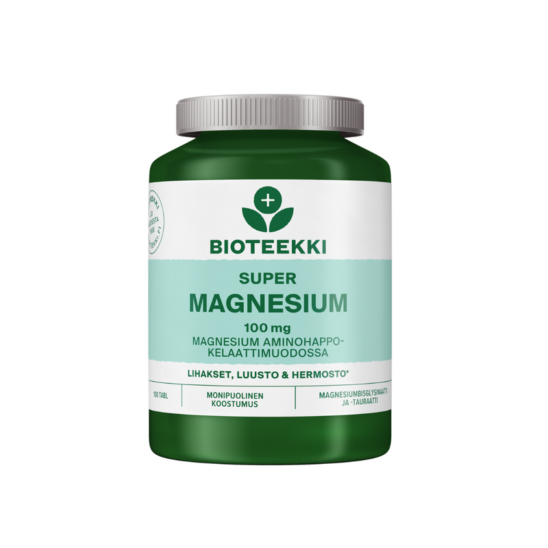 Super Magnesium, 100 tabl.-Magnesium-Bioteekki-Aminopörssi