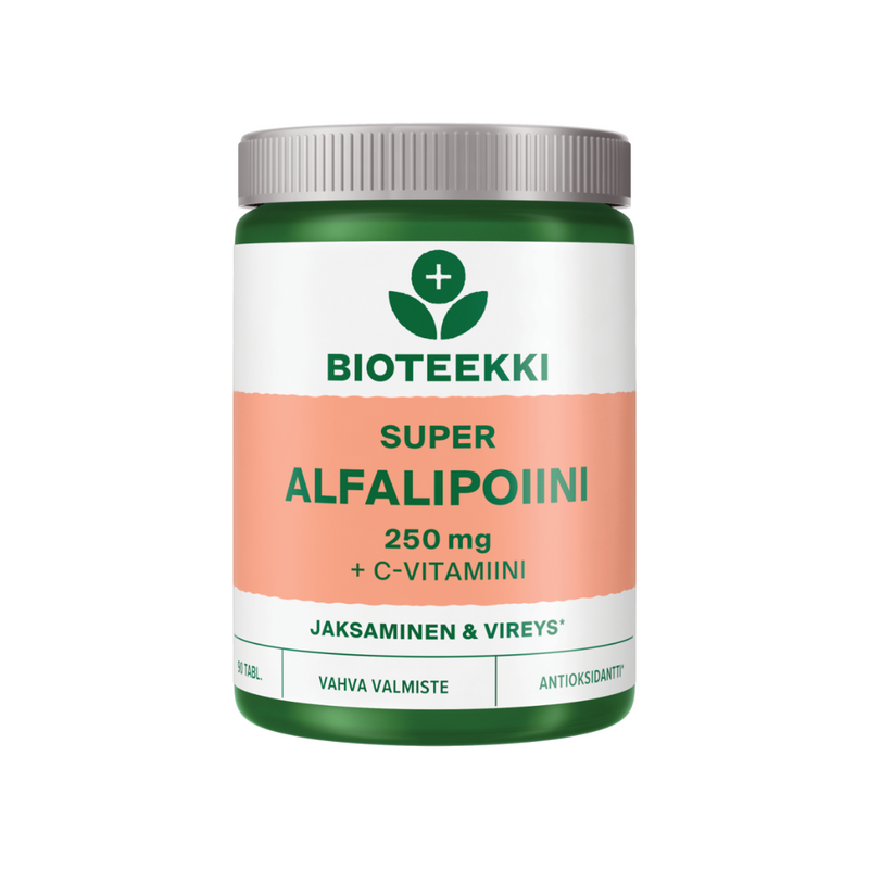 Super Alfalipoiini 250 mg, 90 tabl.-Alfalipoiinihappo-Bioteekki-Aminopörssi