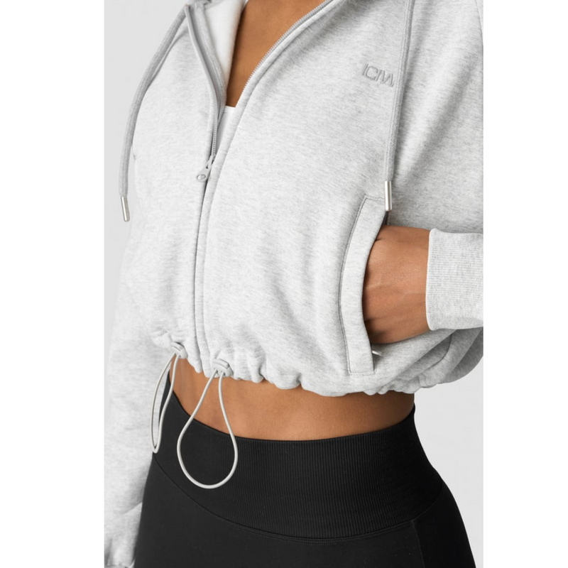 Everyday Cropped Hoodie Wmn Light Grey Melange-Naisten pitkähihaiset ja hupparit-ICANIWILL-XS-Aminopörssi