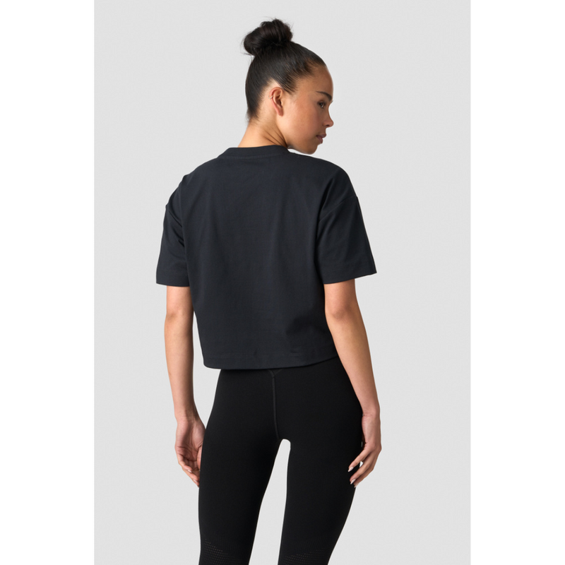 Everyday Cotton Cropped T-shirt Black-Naisten lyhythihaiset ja topit-ICANIWILL-XS-Aminopörssi