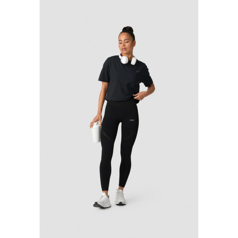 Everyday Cotton Cropped T-shirt Black-Naisten lyhythihaiset ja topit-ICANIWILL-XS-Aminopörssi