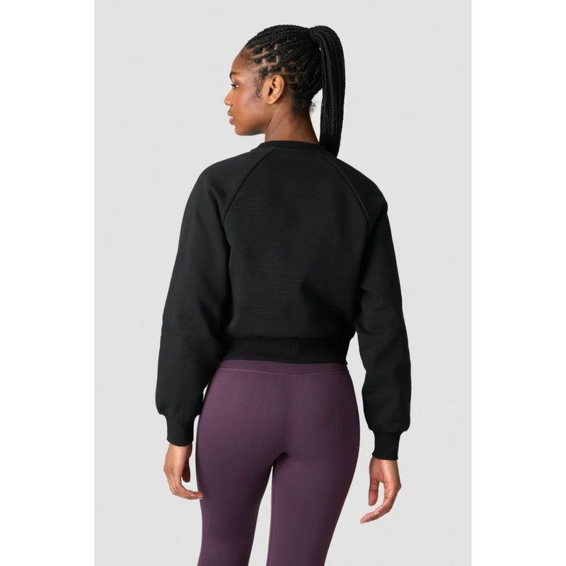 Everyday Cropped Crewneck Wmn Black-Naisten pitkähihaiset ja hupparit-ICANIWILL-XS-Aminopörssi