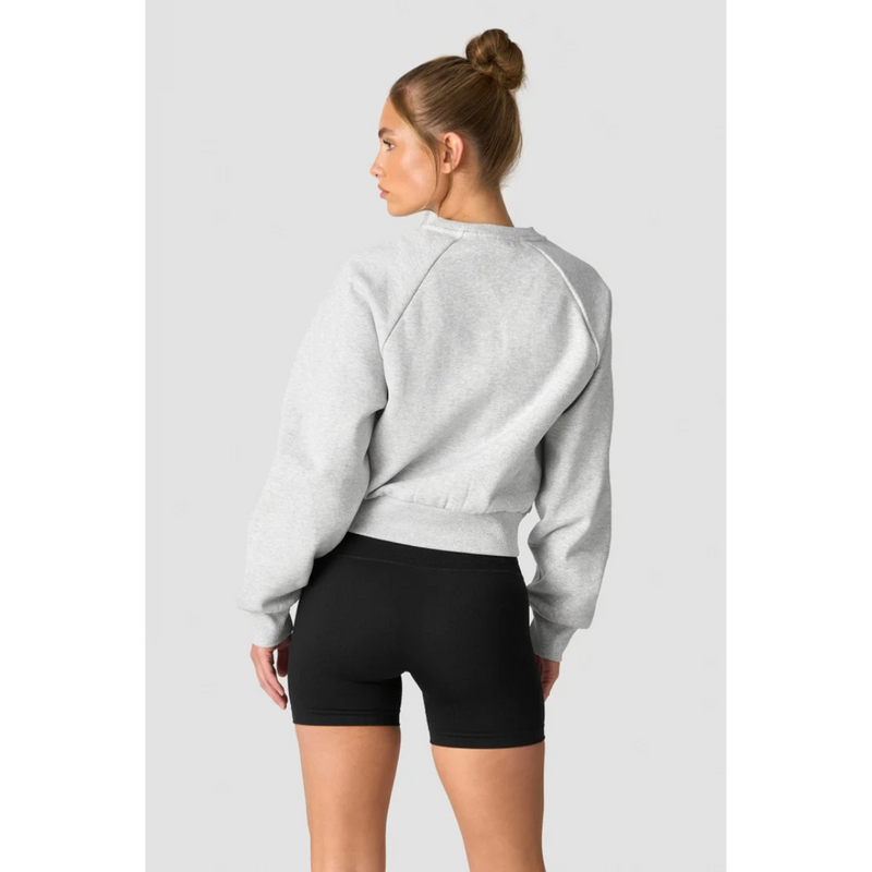 Everyday Cropped Crewneck Wmn Light Grey Melange-Naisten pitkähihaiset ja hupparit-ICANIWILL-XS-Aminopörssi