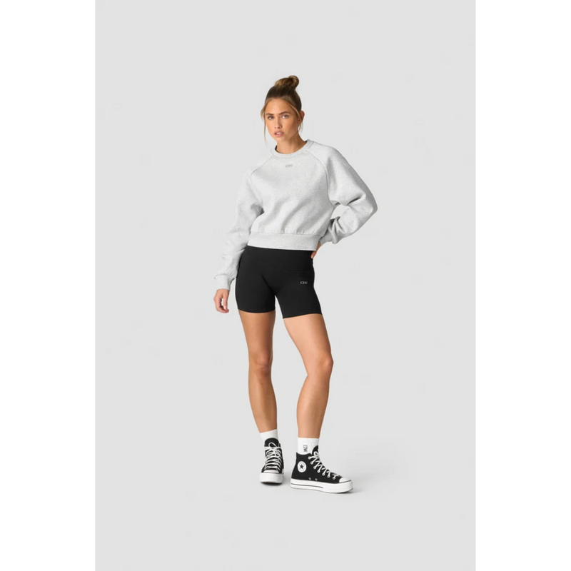 Everyday Cropped Crewneck Wmn Light Grey Melange-Naisten pitkähihaiset ja hupparit-ICANIWILL-XS-Aminopörssi