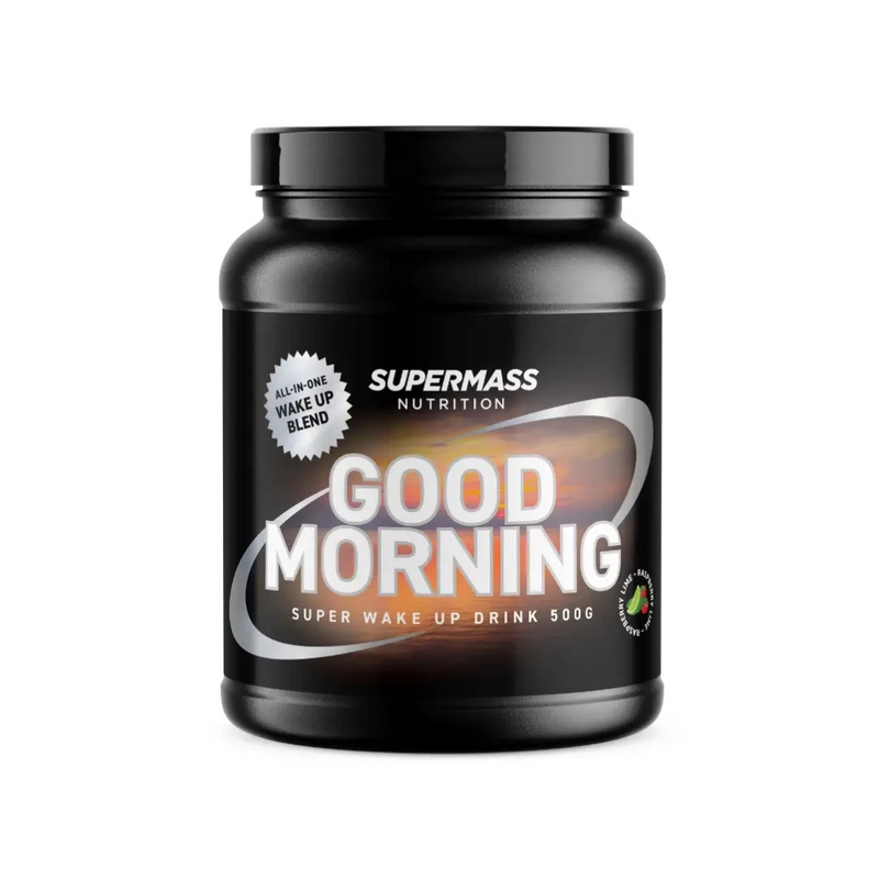 Good Morning, 500 g-Pre-Workout-Supermass Nutrition-Raspberry-Lime-Aminopörssi