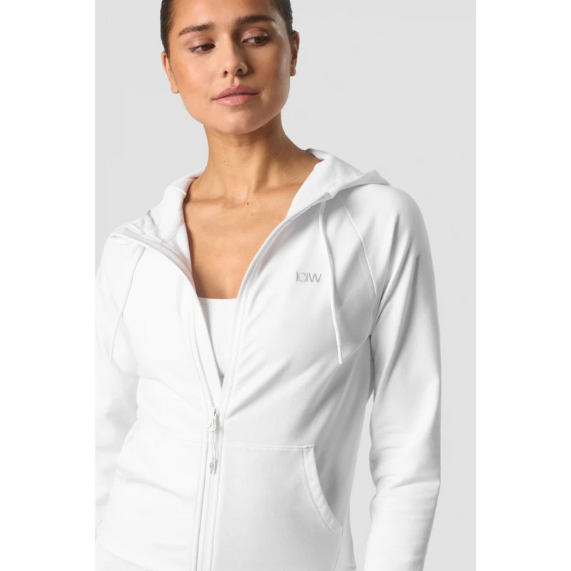 Activity Zip Hoodie Women, White-Naisten pitkähihaiset ja hupparit-ICANIWILL-S-Aminopörssi