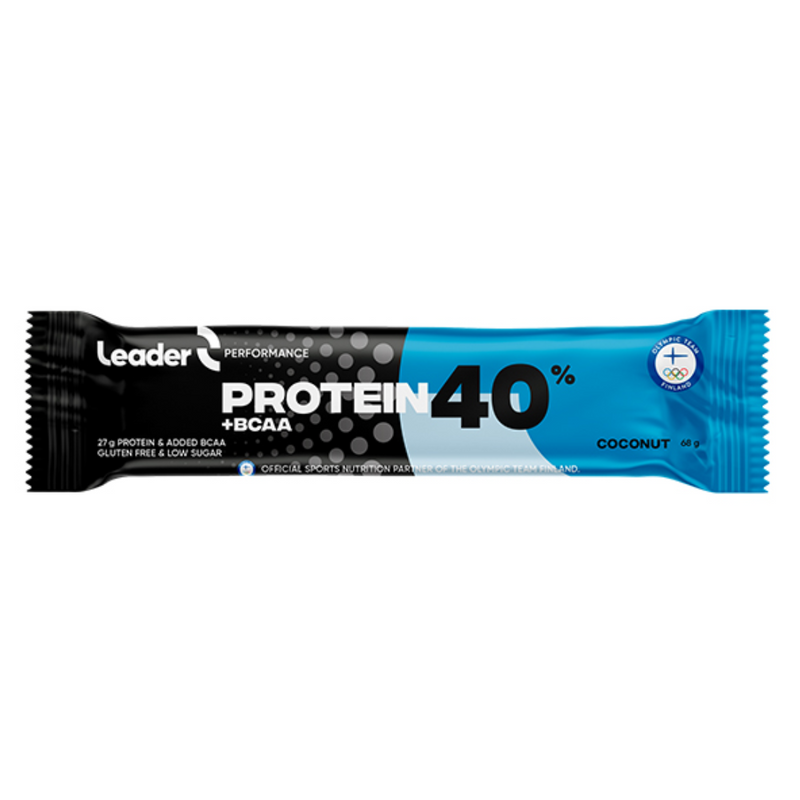 40 % Protein + BCAA, 68 g-Proteiinipatukka-LEADER-Coconut-Aminopörssi