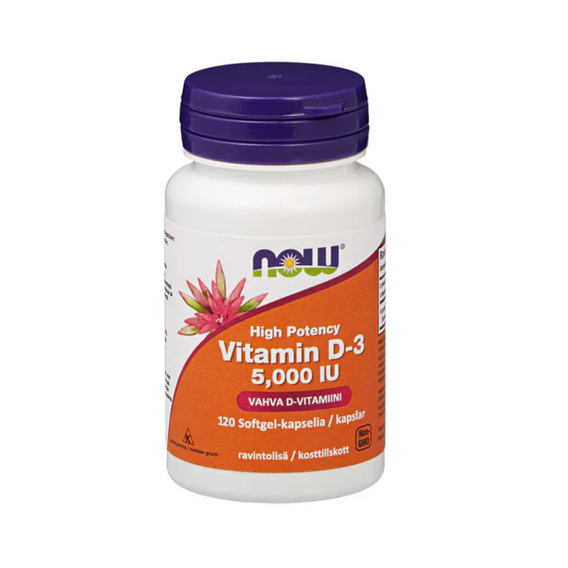 Vitamin D-3 5000 IU (125 µg ), 120 kaps.-D-vitamiini-NOW® Foods-Aminopörssi