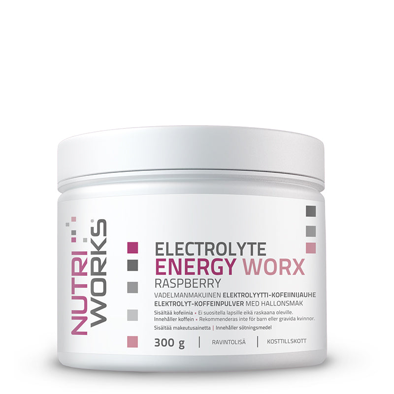 Electrolyte Energy worX, 300 g-Elektrolyyttijauhe-Nutri Works-Raspberry-Aminopörssi