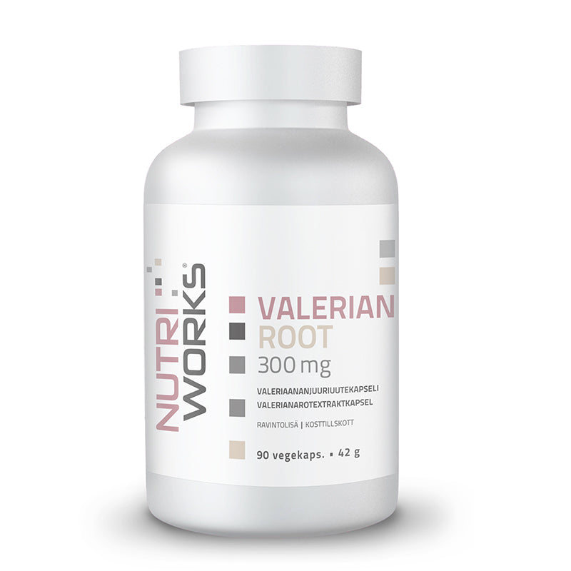 Valerian Root 300 mg, 90 vegekaps.-Valeriana-Nutri Works-Aminopörssi