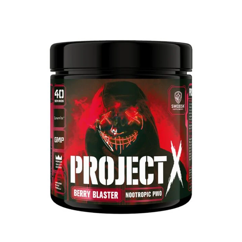 Project X Nootropic PWO, 320 g-Pre-Workout-Swedish Supplements-Berry Blaster-Aminopörssi