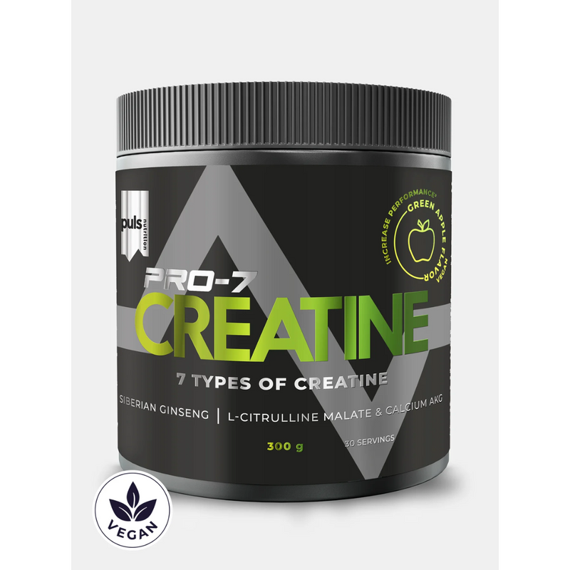 Pro-7 Creatine Green Apple, 300 g-Kreatiini-PULS-Aminopörssi