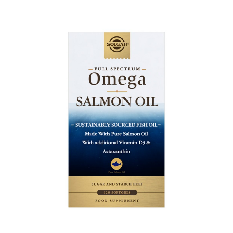 Full Spectrum Omega Salmon Oil, 120 kaps.-Kalaöljy-Solgar-Aminopörssi