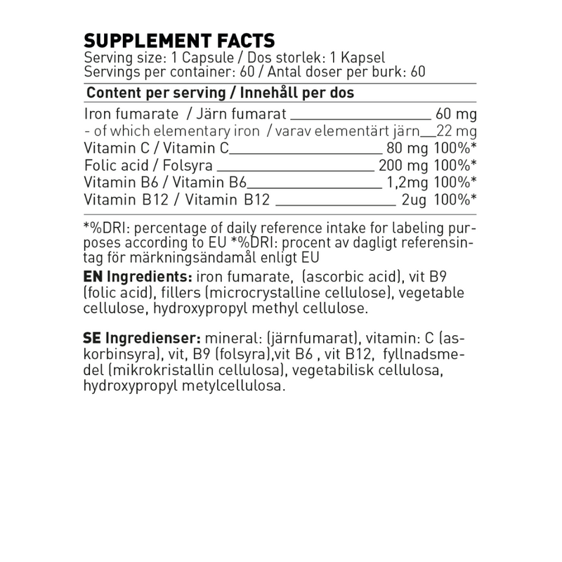 Iron Plus, 60 kaps.-Rauta-Swedish Supplements-Aminopörssi