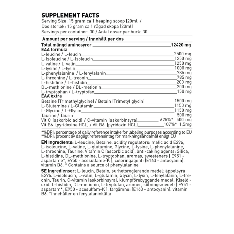 EAA Engine, 450 g-EAA-Swedish Supplements-Berry Bomb-Aminopörssi