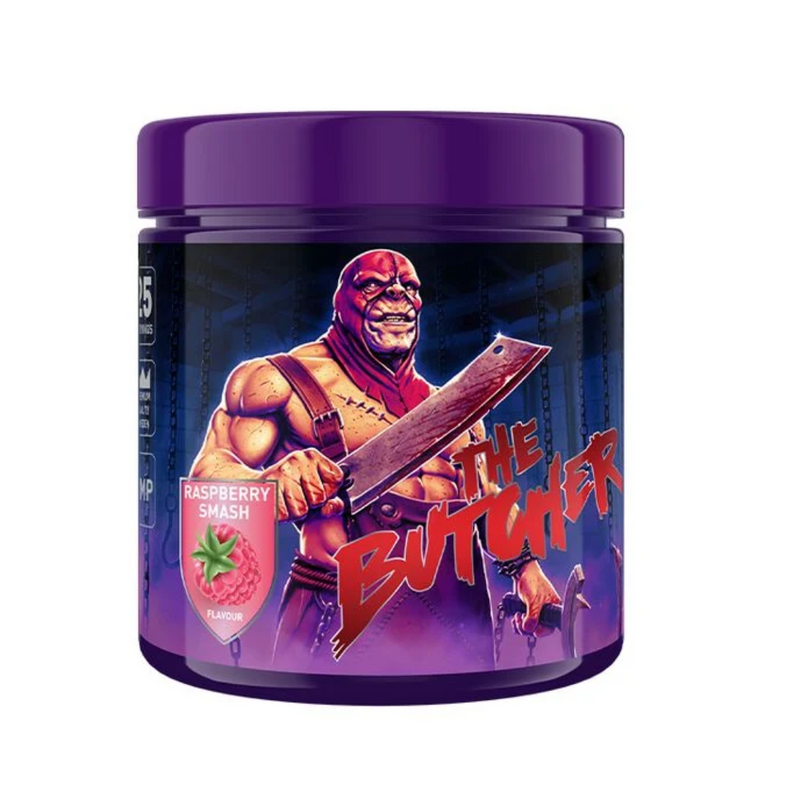 The Butcher, 425g-Pre-Workout-Swedish Supplements-Raspberry Smash-Aminopörssi