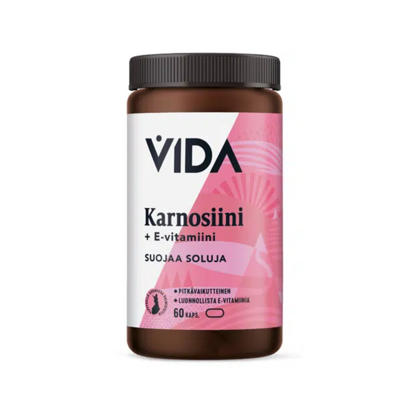 Karnosiini+E-vitamiini säästöpakkaus, 60 kaps.-Karnosiini-Vida-Aminopörssi