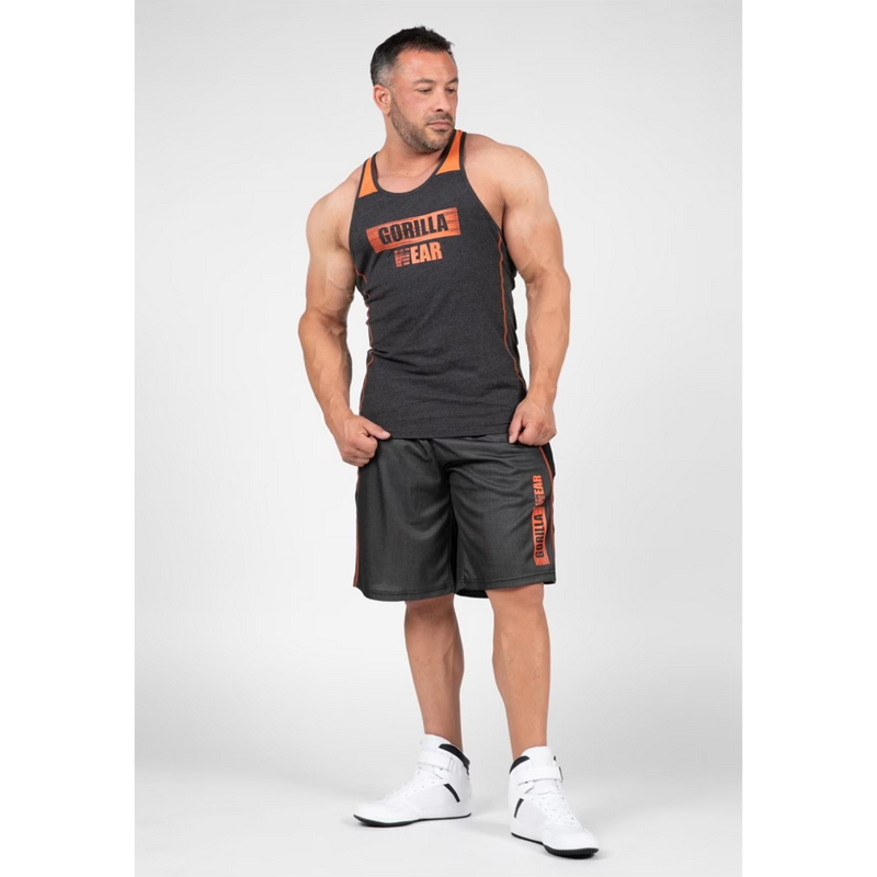 Wallace Mesh Shorts, Gray - Orange-Miesten shortsit-Gorilla Wear-S/M-Aminopörssi