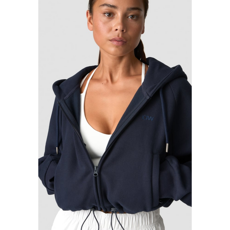 Everyday Cropped Hoodie Wmn Navy-Naisten pitkähihaiset ja hupparit-ICANIWILL-XS-Aminopörssi