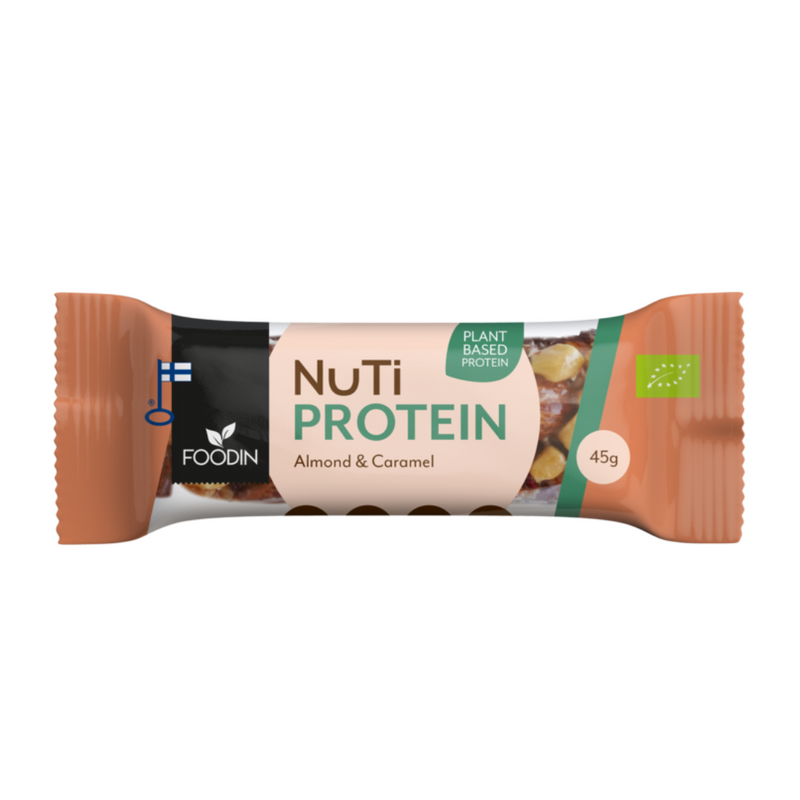 NuTi Protein Bar, 45 g-Proteiinipatukka-Foodin-Almond & Caramel-Aminopörssi