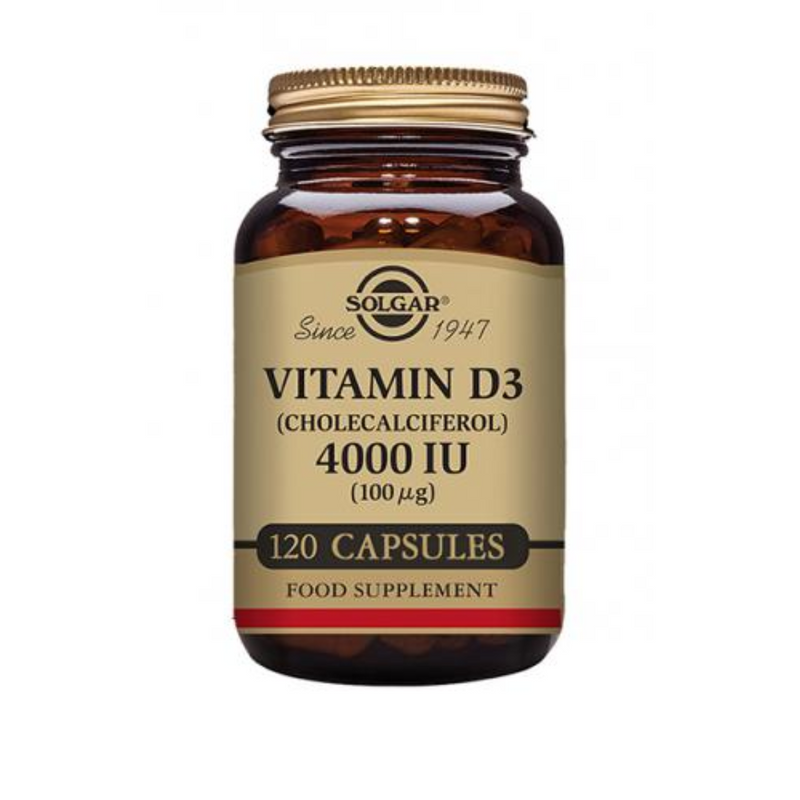 Vitamin D3 100ug, 120 kaps.-D-vitamiini-Solgar-Aminopörssi